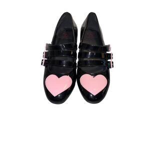 Strange Cvlt Eloise Heart Heels in black and pink size 8